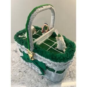 Vintage Custom Made Mouse Tennis Wicker Basket Wickly Associates 10.5"x9"x5" JL